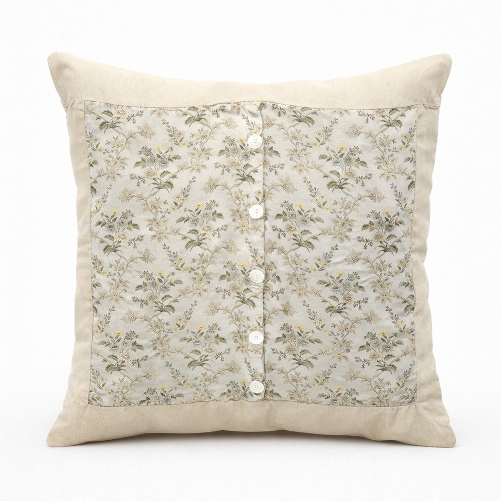 Bella Notte Linens Decorative Accent Pillow Floral Brocade Pearl Button 31x30